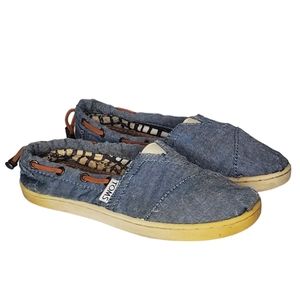 TOMS Youth Chambray Twill Bimini Slip On Shoes Sz Y13